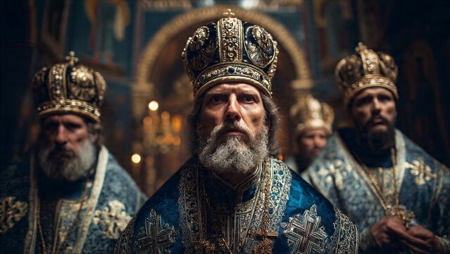 orthodox bishop in church ceremony interior