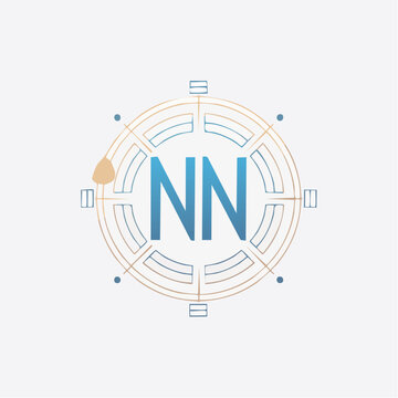 Modern monogram nn with circular compass-like design letter nn monogram