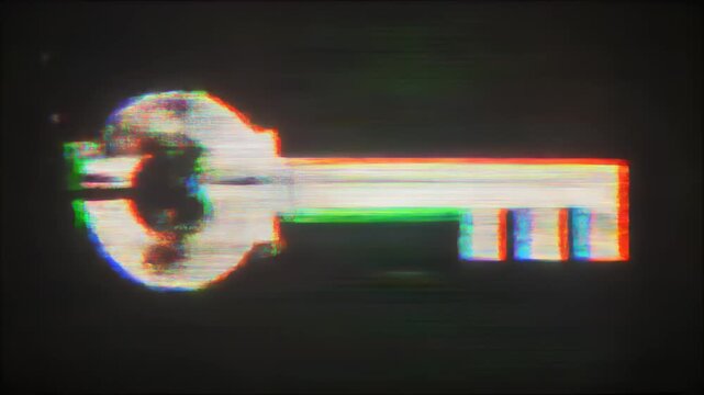 デジタルノイズに侵食される立体鍵のサイバーセキュリティ抽象表現
