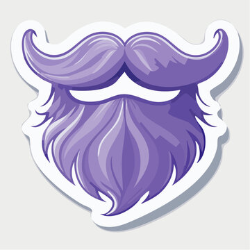 Purple Beard and Mustache Sticker