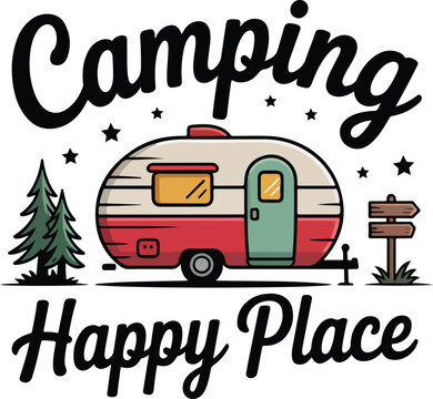  Cute Camping Trailer Outdoor Adventure Graphic
