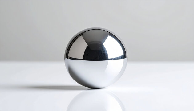 Chrome sphere metallic ball reflective surface minimalist still life studio lighting abstract object ethical ai development concept with shiny