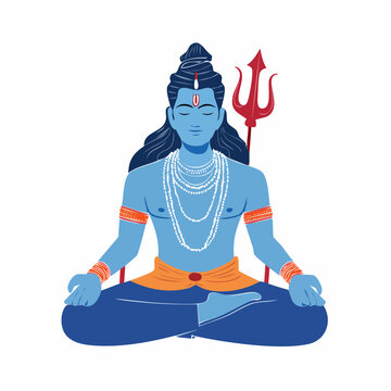 Illustration of Lord Shiva meditating with a trident