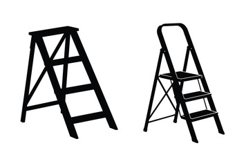 Two different ladders are displayed in a stark black silhouette high quality © Sumon