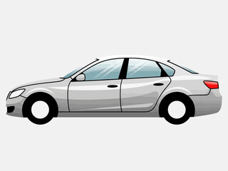 Naklejka premium Modern Silver Sedan Car Side View Illustration.