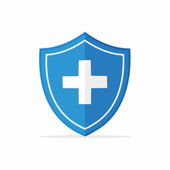 Fototapeta premium Blue Shield with White Cross Icon