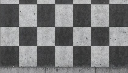 Fototapeta premium Concrete wall features a repetitive black and white checkered pattern design.