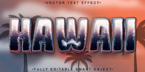  Hawaii Tropical Island Typography Style Vector Fully Editable Smart Object Text Effect © HUMA
