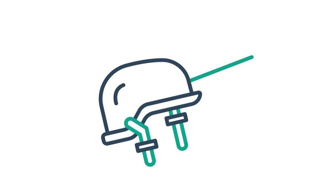 Military helmet icon animation. animation icon related to department defense. Suitable for site web, app, UI, user interfaces, provide visual feedback and more. Alpha channel. Transparent background