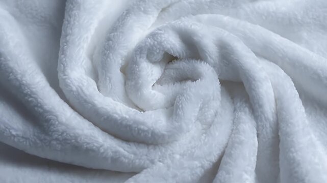 Soft White Towel Texture Close-Up - Abstract Fabric Swirl.