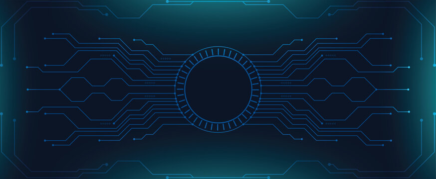 Futuristic HUD interface with circular tech elements and digital dashboard background