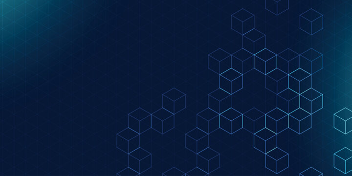 Abstract blue hexagon cube pattern technology background