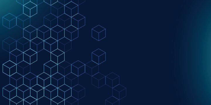 Abstract blue hexagon cube pattern technology background