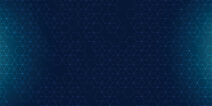 Abstract blue hexagon cube pattern technology background