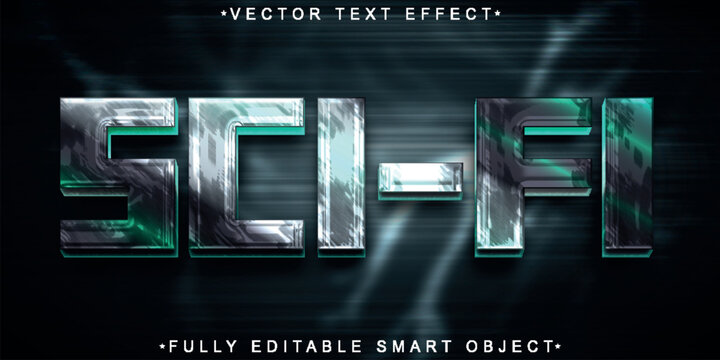  Sci Fi Futuristic Technology Typography Style Vector Fully Editable Smart Object Text Effect