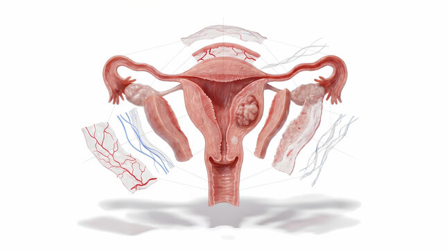 Female Reproductive System Anatomy with Uterine Fibroid
