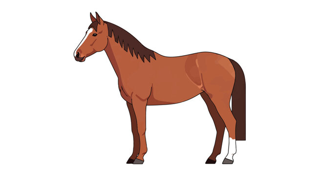 Brown Horse Standing Alone Profile View 2.