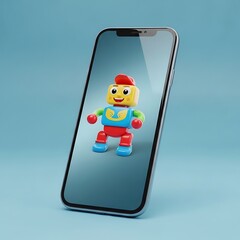 Naklejka premium Lego Minifigure on Smartphone Screen Display.