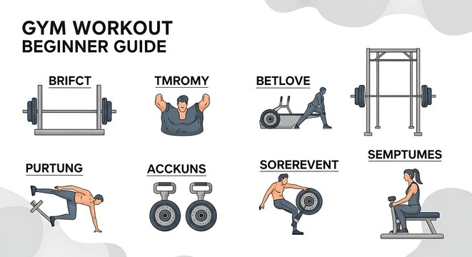 Gym workout beginner guide illustration.