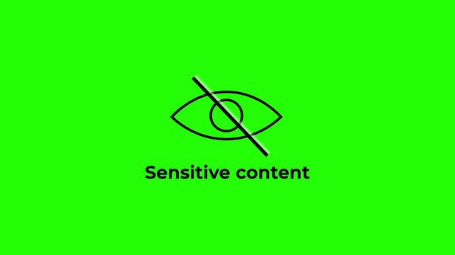 Sensitive Content Warning Animation on Green Screen Background