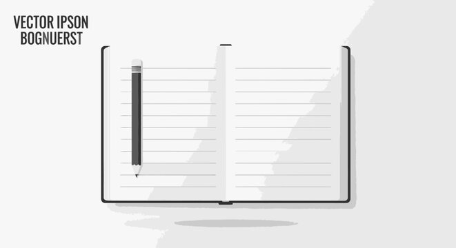 Open notebook with pen inside.