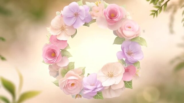 Floral Wreath Circle Animation Copy Space