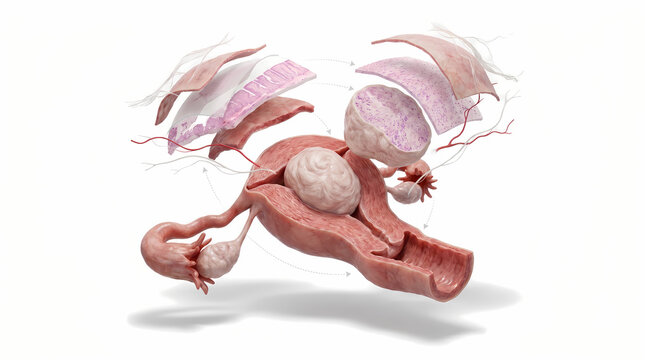 Anatomical Model of Uterus with Fibroids and Layers