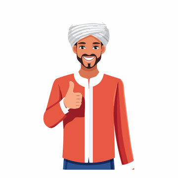 Man in Traditional Clothing Giving Thumbs Up