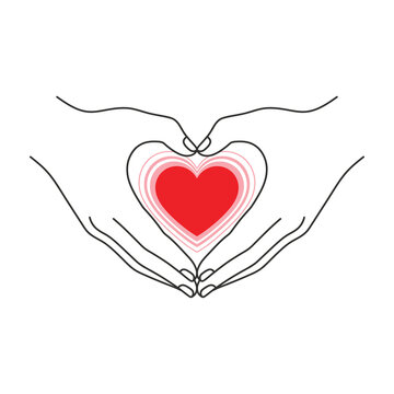 Heart in hands symbol love care