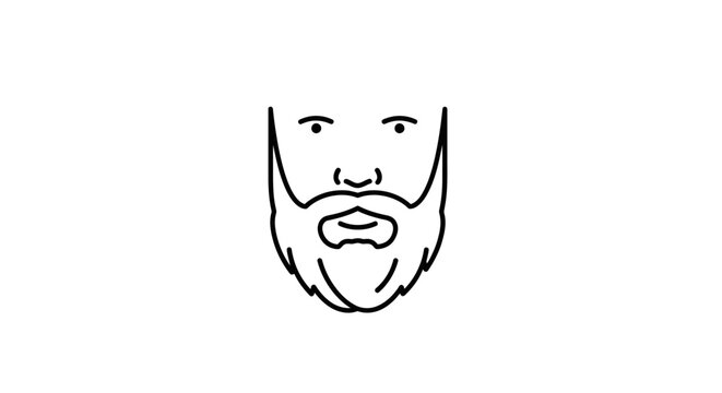 Minimalist beard and mustache icon, line art drawing of a man's face