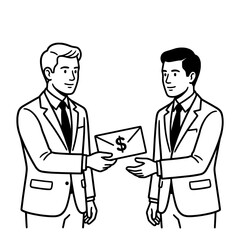 Fototapeta premium Business Payment Exchange Illustration – Money Envelope Transaction Black and White Vector