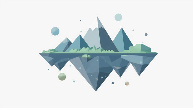 Floating Mountain Illustration: A serene, digitally crafted illustration of a floating mountain range, blending geometric shapes and soft hues to evoke a sense of wonder and tranquility.
