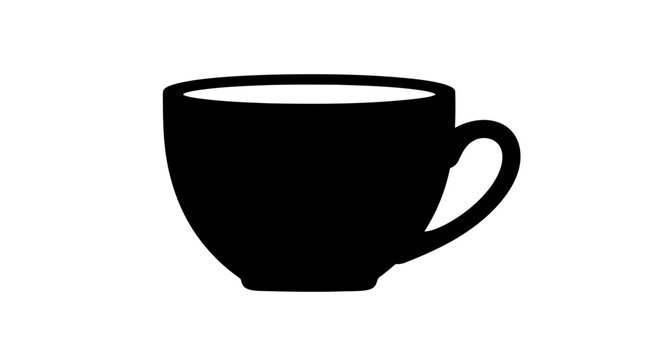 A black silhouette of a cup on a white background
