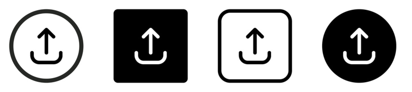 Upload Arrow Icon Set. File Transfer Sharing Symbol Collection. Data Export Communication Concept. Minimal Vector Illustration Style