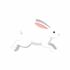 Obraz premium White rabbit running fast outside.