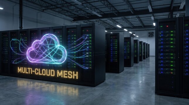 Visualize the future of cloud computing with multi-cloud mesh technology for seamless connectivity and scalability in data centers