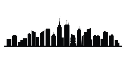 Obraz premium Modern city skyline silhouette, urban landscape with skyscrapers and office buildings, vector illustration of a metropolis cityscape