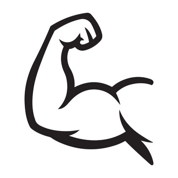 Flexed bicep muscle icon showing strength with strength bodybuilding illustration energetic training muscular performance movement athletic