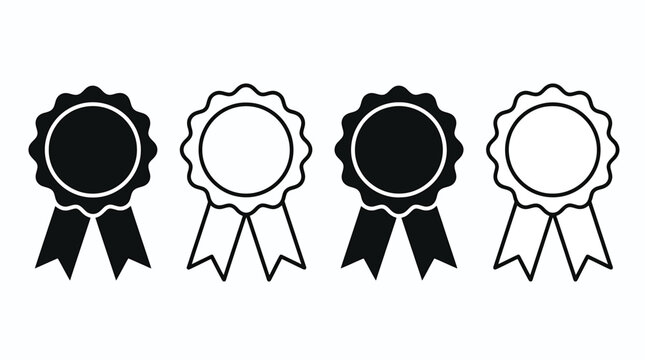 Four rosettes, two filled black and two outlined, on a