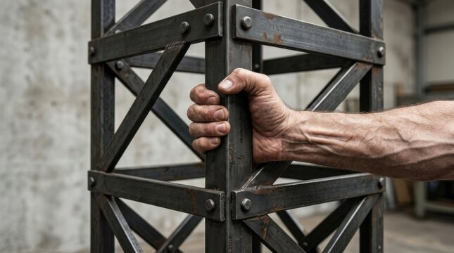 Hand holding a metal structure illustrating fixed cost rigidity and challenges in financial management solutions