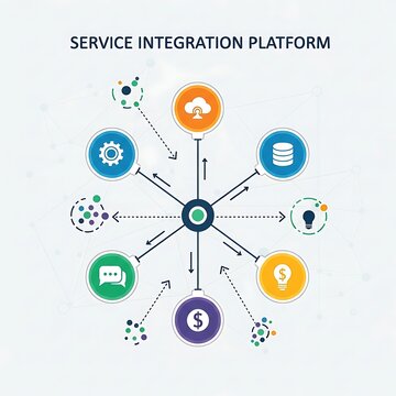 Service integration platform technology concept.