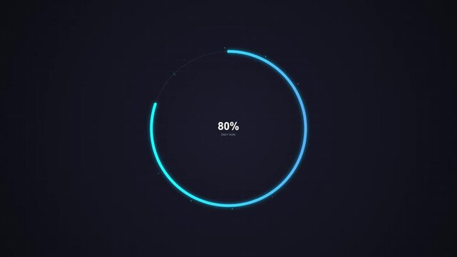 Blue neon circular loading bar animation with percentage progress