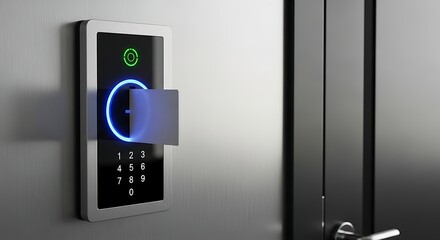 Naklejka premium Smart Lock with Biometric Fingerprint Reader.