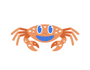 Obraz premium Cute Smiling Crab Cartoon Sea Animal Vector Illustration