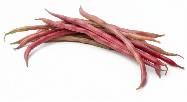 Fresh raw red kidney bean pods isolated on a white background, organic vegetable harvest produce