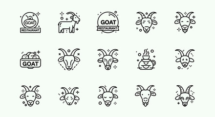 Fototapeta premium Vector Goat Restaurant Logo Design Template - Modern Animal Icon for Gastronomy, Grill, and Farm-to-Table Dining Branding