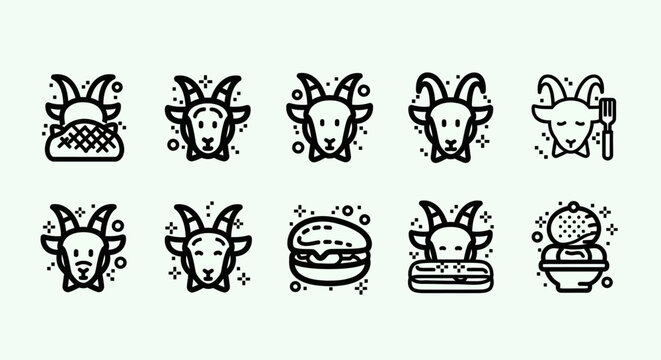 Vector Goat Restaurant Logo Design Template - Minimalist Animal Icon for Gastronomy, Grill, Steakhouse, and Culinary Branding