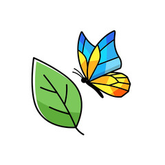 Colorful butterfly on green leaf. © Tri