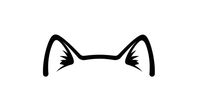 Cute Cat Ears Silhouette Icon Vector Illustration