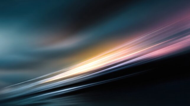 Abstract Light Trails: An abstract, dynamic artwork composed of flowing light trails and streaks, blending cool and warm hues to create a sense of motion, energy, and digital fluidity.